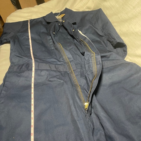 C E Schmidt Men’s Coveralls LG  Short. Long Sleeve.Navy Blue. Auto shop, Garage. - Picture 12 of 15